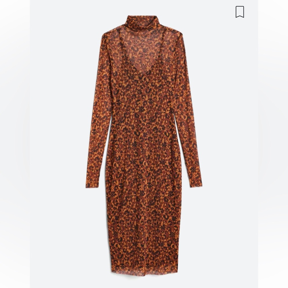 NWOT Steve Madden Apparel Women's Vivienne Leopard Sheer Overlay Dress